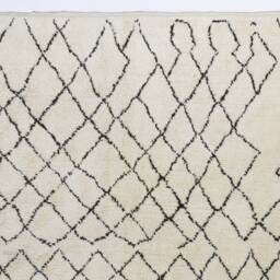 Handmade Beni Ourain Rug Beige Berber Rug With Brown Diamonds - thumbnail 3