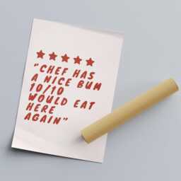 Chef Has A Nice Bum, Would Eat Here Again Kitchen Print, Five Star Poster, Home Decor, Wall Art, High-Quality Chef Quote Poster - thumbnail 3