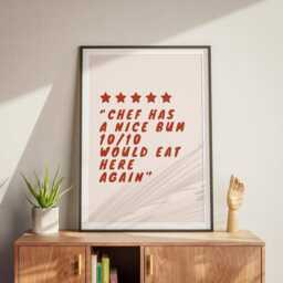 Chef Has A Nice Bum, Would Eat Here Again Kitchen Print, Five Star Poster, Home Decor, Wall Art, High-Quality Chef Quote Poster - thumbnail 2