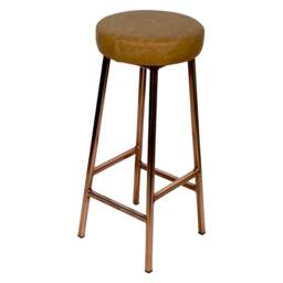 Copper Bar Stool With Leather Seat -'bertie C Hyde - thumbnail 3