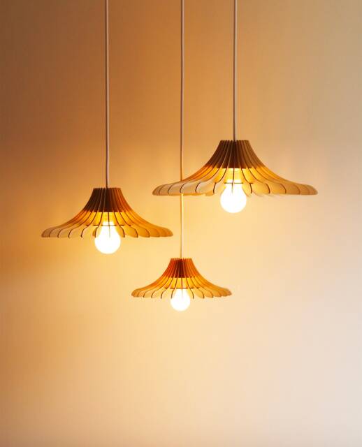 "Scandinavian-style Wooden & Cardboard Pendant Lamp With Minimalist, Eco-Friendly, Cocoon-Like Design, Made From Recycled Materials, Kido ""Bellis" - image 1