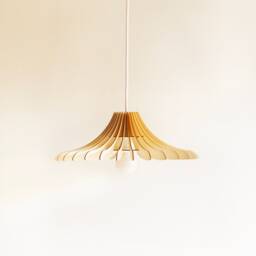 "Scandinavian-style Wooden & Cardboard Pendant Lamp With Minimalist, Eco-Friendly, Cocoon-Like Design, Made From Recycled Materials, Kido ""Bellis" - thumbnail 3