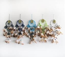 Small Native American Dream Catcher - Feather Wall Hanging - thumbnail 1
