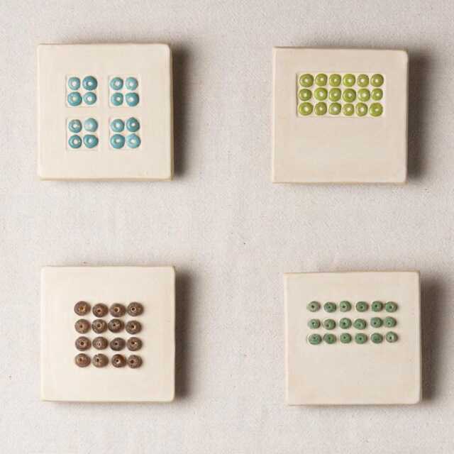 Mosaic Tile Wall Art Set Of 4, Mounted Art, 5 Inch Tiles - Made To Order Abacus - image 1