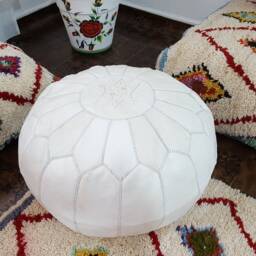 Stuffed Moroccan Leather Pouf, Pouf Ottoman, Handmade Floor Poof, Footstool, Ottoman Table, & Stools - thumbnail 2