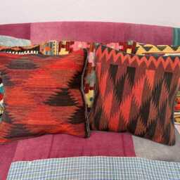 "Red Kilim Handwoven Afghan Vintage Carpet Cushion Cover, 45cm X 45cm, - 18"" 18" - thumbnail 2
