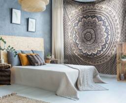Golden Ombre Mandala Tapestry Queen Bedspread Boho Wall Hanging - Large Hippie Decor For Bedroom Yoga, Meditation Art Sofa Beach Throw