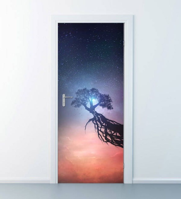 Nature Door Decal, Tree Sticker, Wallpaper, Mural, Bedroom Living Room Decor, Wall Decor Mural