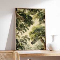 Forest Canopy Poster - Green Tree Ceiling Wall Art Vintage Woodland Nature Illustration - thumbnail 2