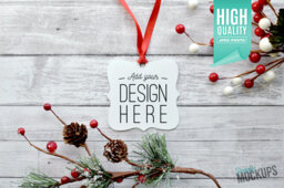 Prague Aluminum Christmas Ornament Mockup - High Quality Digital Download - thumbnail 1