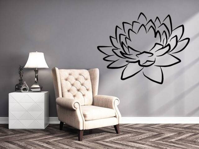 Lotus Flower - Wall Decal Yoga Studio Mandala Vinyl Sticker Moroccan Namaste Home Boho Decor Bohemian Bedroom Art Chu1018 - image 1