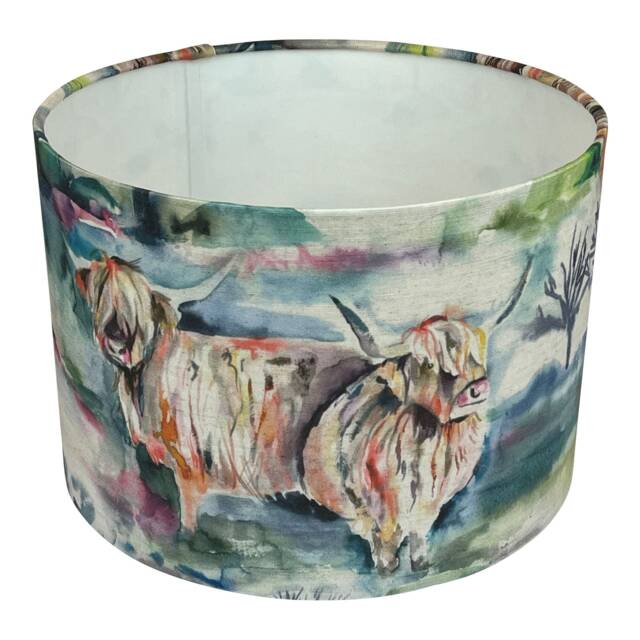 Highland Cow Lampshade, Heilan Herd Animal Lampshade Uk, Handmade Fabric Country Light Shade - image 1