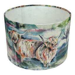 Highland Cow Lampshade, Heilan Herd Animal Lampshade Uk, Handmade Fabric Country Light Shade - thumbnail 1