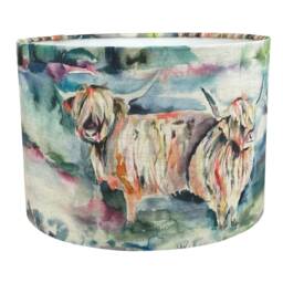 Highland Cow Lampshade, Heilan Herd Animal Lampshade Uk, Handmade Fabric Country Light Shade - thumbnail 3