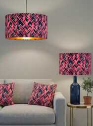 Handmade By Order Luxury Pink Black Zigzag Geometric Chevron Pattern Drum Lamp Shade Pendant Light All Shapes & Sizes Available - thumbnail 1