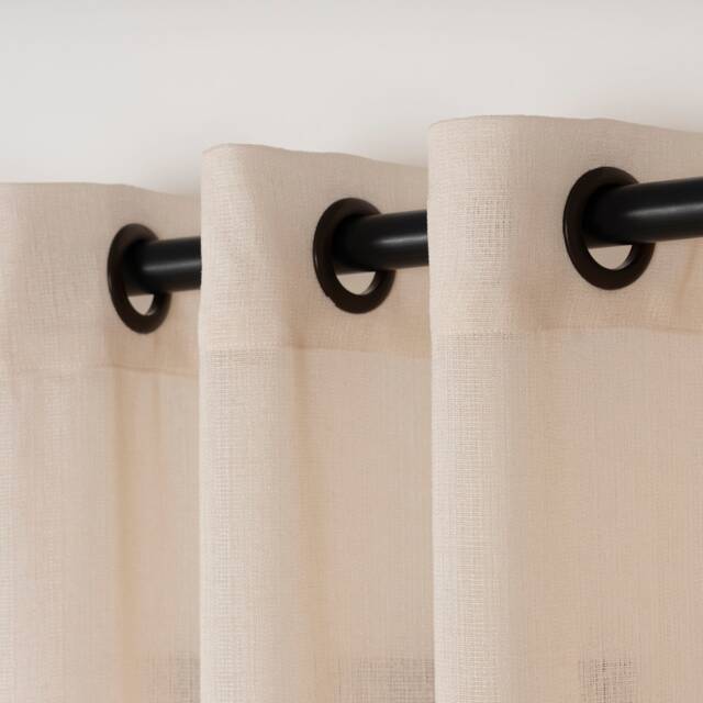Custom Size Cream Linen Look Sheer Curtain Panel Grommet Tulle Voile - image 1