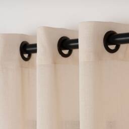 Custom Size Cream Linen Look Sheer Curtain Panel Grommet Tulle Voile - thumbnail 1