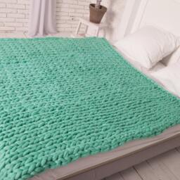 Chunky Knit Blanket, Throw, Blanket, Gift For Her, Giant Afghan, Wool Lap Knitting, Home Mint - thumbnail 3