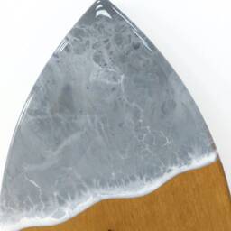 Surfboard Clock With Ocean Waves Beachy Room Decor Wall Art Gray Sea Resin Gift - thumbnail 2