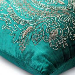 "Handmade Peacock Green Euro Pillow Cover 24""x24""/26""x26" - thumbnail 2