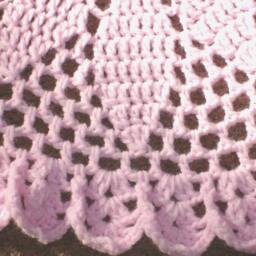 "New Handmade Crocheted ""Spring Surprise"" Circular Baby Blanket/Afghan in Pale Pink - 41" - thumbnail 3