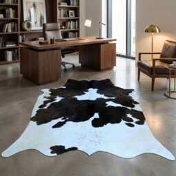 Authentic Large Brown & White Cowhide Rug - Statement Piece For Sophisticated Decor - 54x47 Inches - thumbnail 2