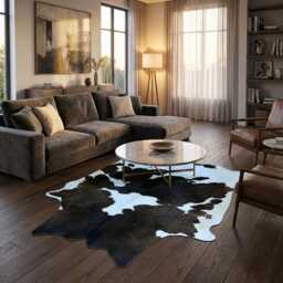 Authentic Large Brown & White Cowhide Rug - Statement Piece For Sophisticated Decor - 54x47 Inches - thumbnail 3