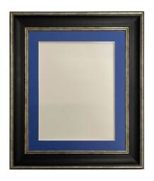 Scandi Black & Distressed Silver Picture Frame With Oxford Blue Mount