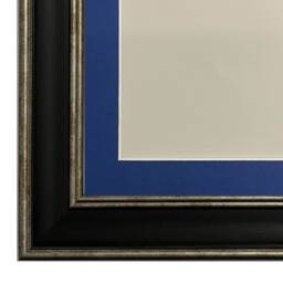 Scandi Black & Distressed Silver Picture Frame With Oxford Blue Mount - thumbnail 2