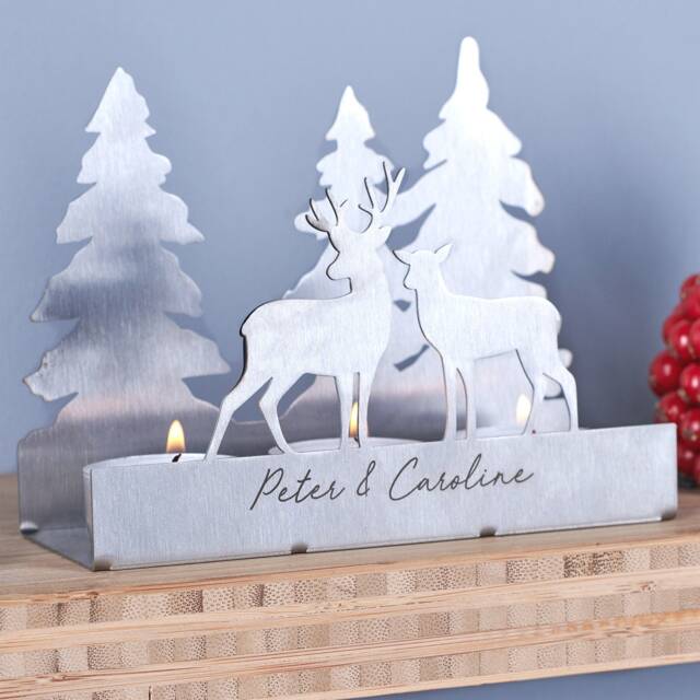 Personalised 3D Couples Metal Deer Tea Light Holder - image 1