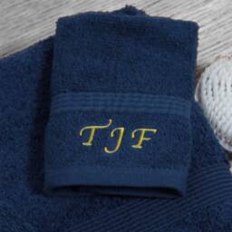 Personalised Navy Hand Towel & Face Flannel Embroidered Cotton Gift Set - thumbnail 2
