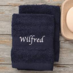 Personalised Navy Hand Towel & Face Flannel Embroidered Cotton Gift Set - thumbnail 4