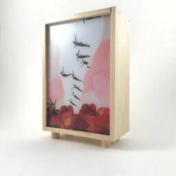 Wooden Lamp With Original Collage Artwork, Lovely Light Box, Desk Led Lamp, Bedside Table Wood Lightbox, Gift For Her, #jumping - thumbnail 3
