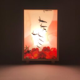 Wooden Lamp With Original Collage Artwork, Lovely Light Box, Desk Led Lamp, Bedside Table Wood Lightbox, Gift For Her, #jumping - thumbnail 1