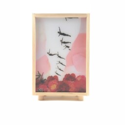 Wooden Lamp With Original Collage Artwork, Lovely Light Box, Desk Led Lamp, Bedside Table Wood Lightbox, Gift For Her, #jumping - thumbnail 2