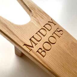 Oak Boot Jack - Personalised Handmade Pull Autumnal Engraved Homeware Bespoke Gift - thumbnail 2