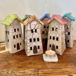 Raku House Candle Holder By Nathalie Hamill - thumbnail 3