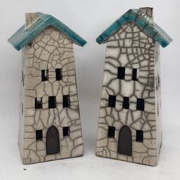 Raku House Candle Holder By Nathalie Hamill - thumbnail 1