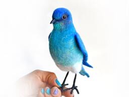 The Mountain Bluebird Doll - Felt Art Action Figure Of The State Bird Idaho & Nevada. It Is Unique Gift For Best People - thumbnail 1