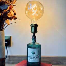 Gunpowder Green Gin Bottle Lamp, Upcycled Light, Eco-Friendly, Gift For Lovers - thumbnail 2