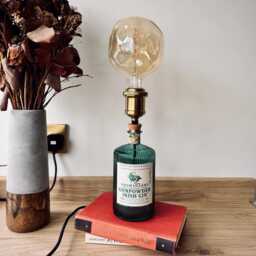 Gunpowder Green Gin Bottle Lamp, Upcycled Light, Eco-Friendly, Gift For Lovers - thumbnail 1