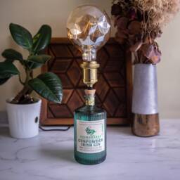 Gunpowder Green Gin Bottle Lamp, Upcycled Light, Eco-Friendly, Gift For Lovers - thumbnail 3