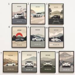 Nissan Skyline R34 Car Print Jdm Sports Art, Framed/Unframed - thumbnail 2