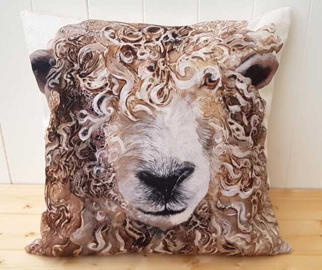 Handmade Sheep Pillow Wendy Darker Art Print, Choice Of Cover Only Or With Pad - image 1