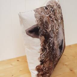 Handmade Sheep Pillow Wendy Darker Art Print, Choice Of Cover Only Or With Pad - thumbnail 2