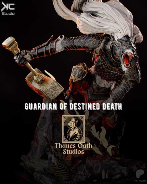 Guardian Of Destined Death - Dark Fantasy Wolf Warrior Black Blade Maliketh Resin Figure 16K - image 1