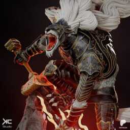 Guardian Of Destined Death - Dark Fantasy Wolf Warrior Black Blade Maliketh Resin Figure 16K - thumbnail 3