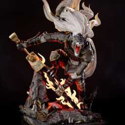 Guardian Of Destined Death - Dark Fantasy Wolf Warrior Black Blade Maliketh Resin Figure 16K - thumbnail 2