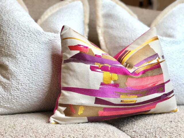 Harlequin - Pink & Cream Decorative Pillow Cover Rectangle Luxury Designer Cushion Abstract - image 1
