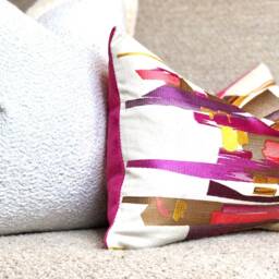 Harlequin - Pink & Cream Decorative Pillow Cover Rectangle Luxury Designer Cushion Abstract - thumbnail 2